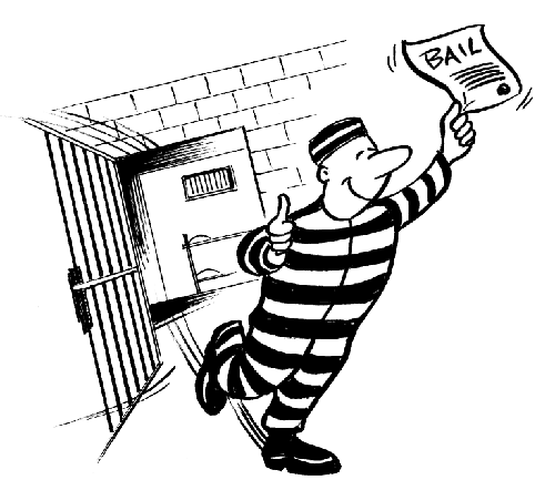 Jail Release Process in Fullerton, cartoon man getting released from jail