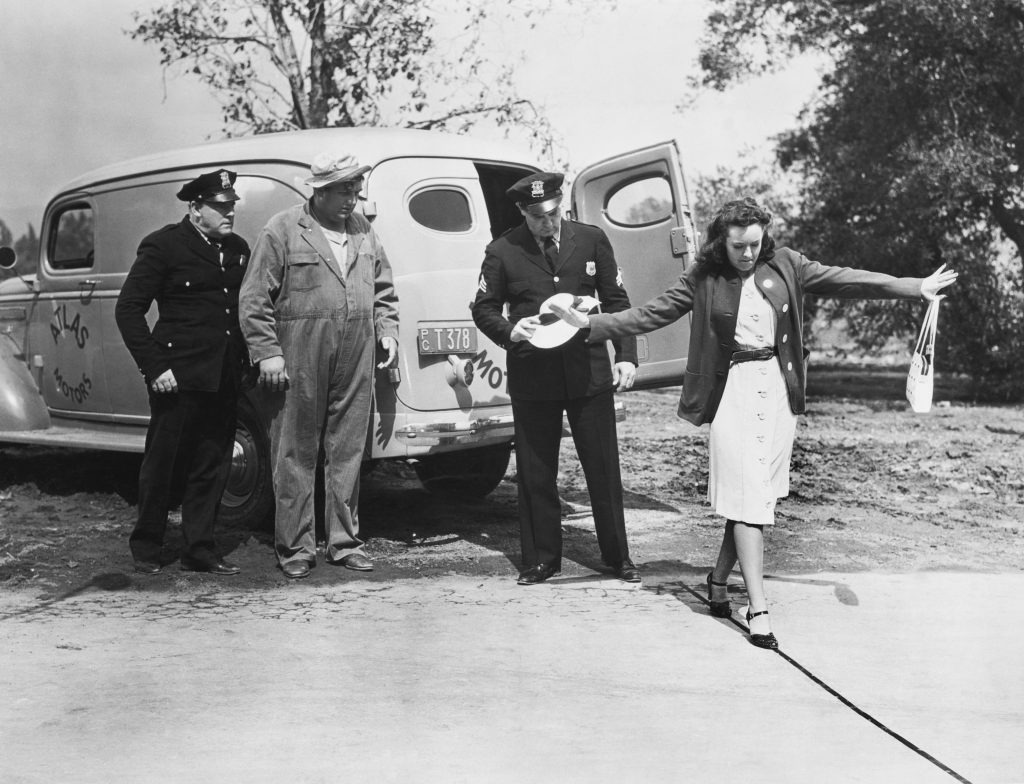 Field Sobriety Test in black and white